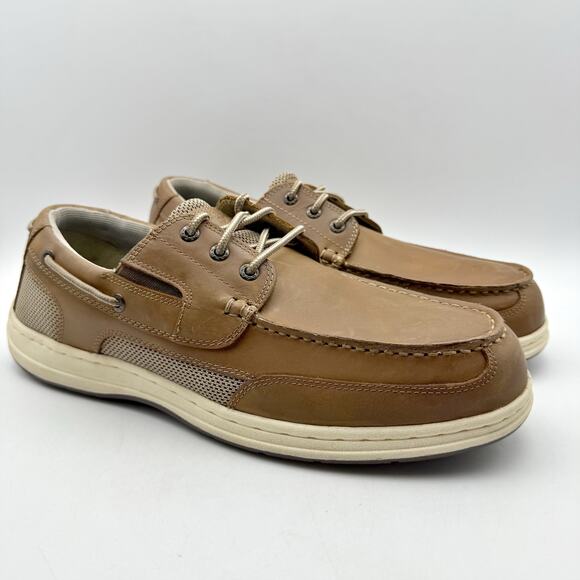 Dockers Mens Beacon Boat Shoes US 12 M EU 46 Tan Leather Water Resistant EUC